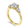 Adalia - 14K Yellow Gold Round Three Stone Diamond Engagement Ring - 0.6 ct
