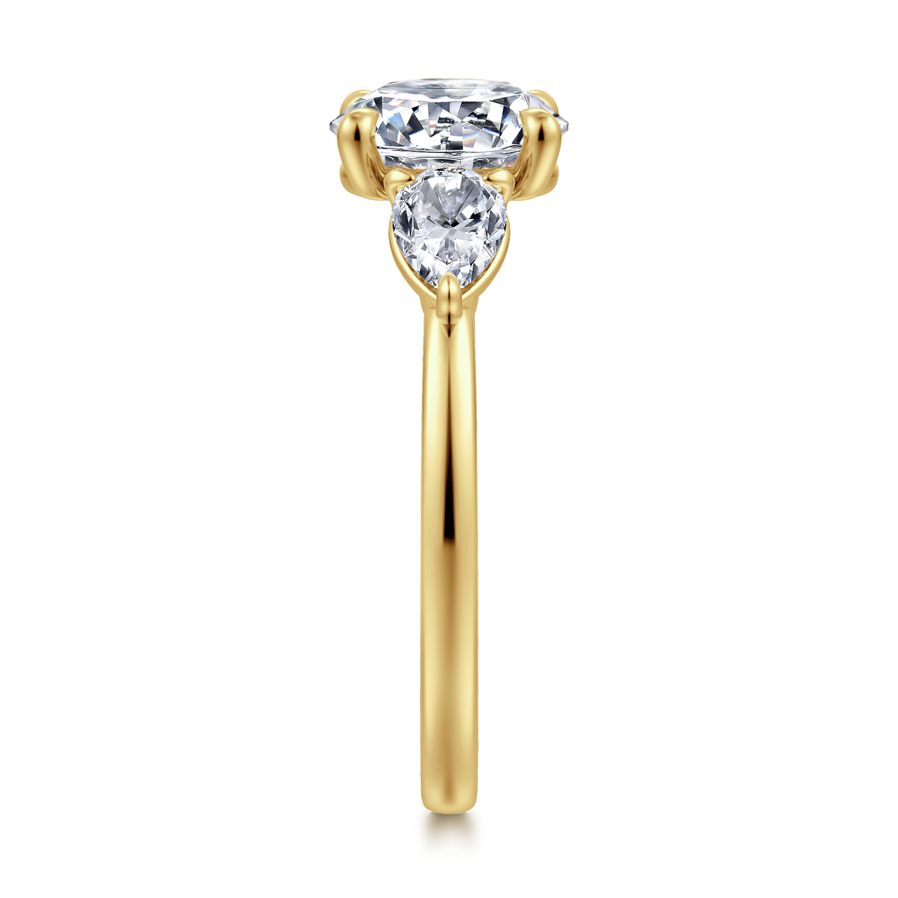 Adalia - 14K Yellow Gold Round Three Stone Diamond Engagement Ring - 0.6 ct - Shot 4