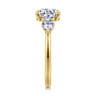 Adalia - 14K Yellow Gold Round Three Stone Diamond Engagement Ring - 0.6 ct