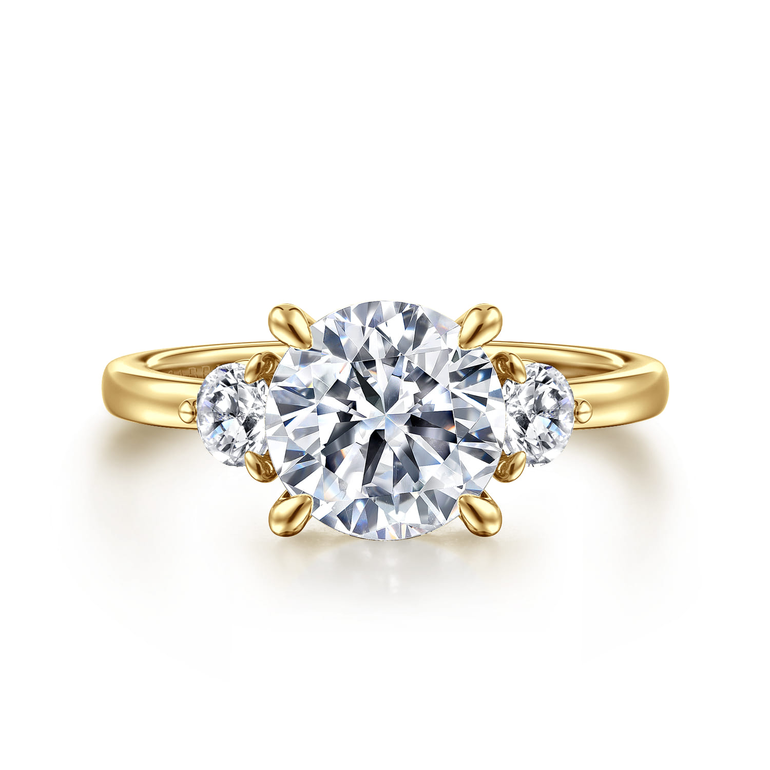 Adeline - 14K Yellow Gold Round Three Stone Diamond Engagement Ring - 0.35 ct - Shot 1
