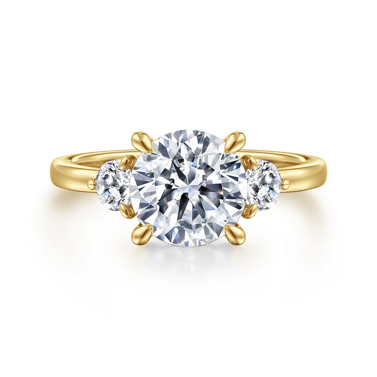 Round 3 Stone Ring in 14k Yellow Gold | Gabriel & Co. ER16136R8Y44JJ