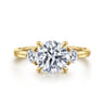 Adeline - 14K Yellow Gold Round Three Stone Diamond Engagement Ring - 0.35 ct