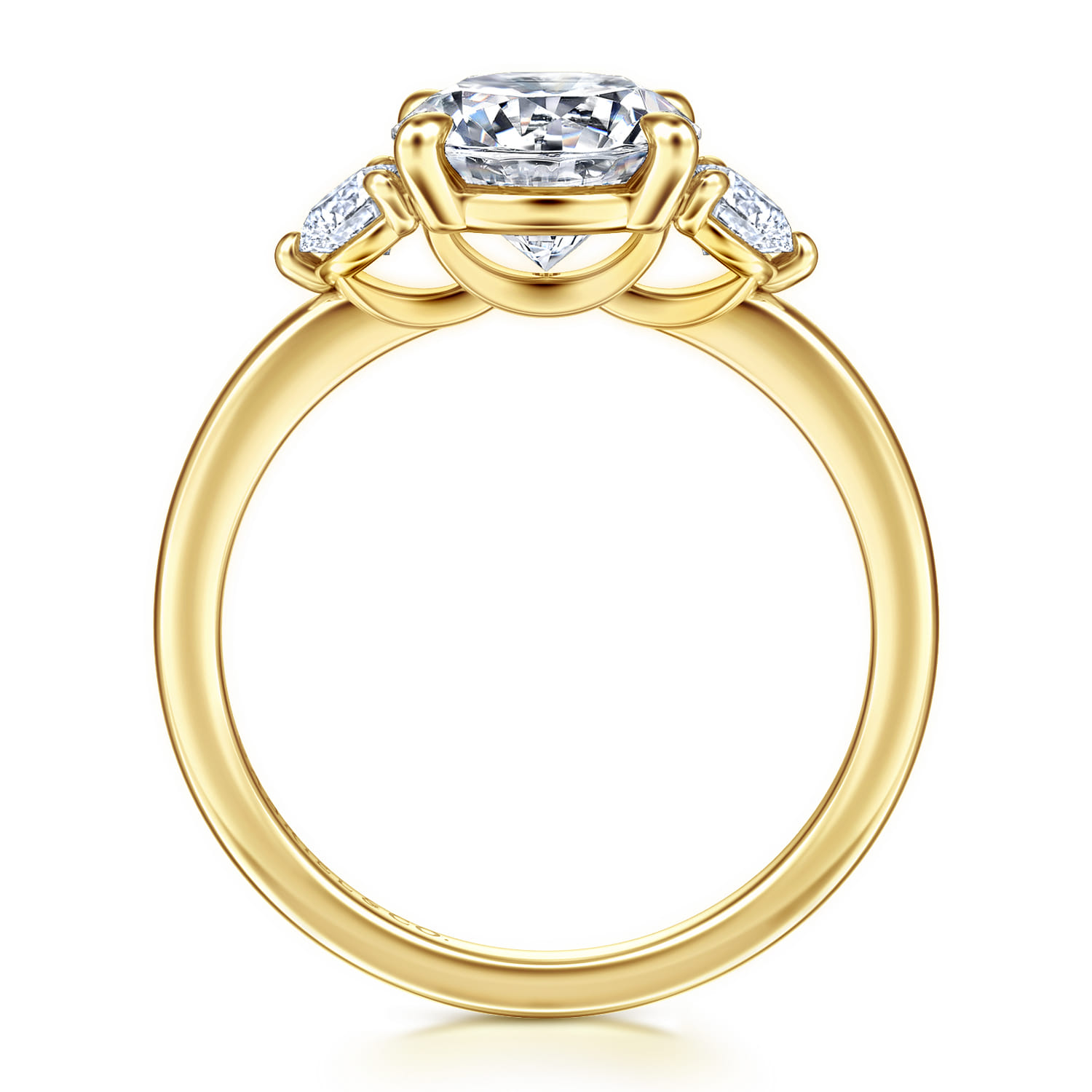 Adeline - 14K Yellow Gold Round Three Stone Diamond Engagement Ring - 0.35 ct - Shot 2