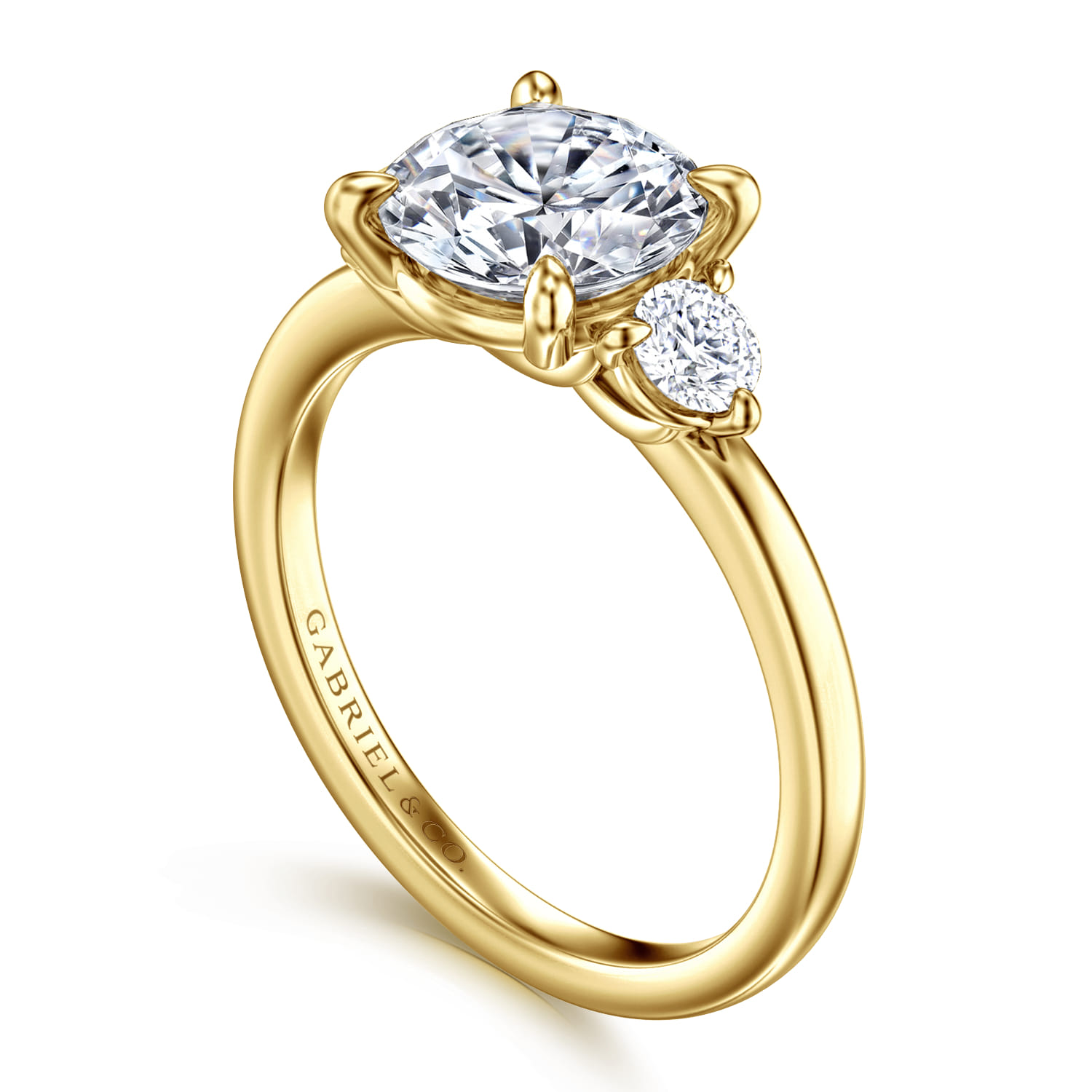 Adeline - 14K Yellow Gold Round Three Stone Diamond Engagement Ring - 0.35 ct - Shot 3
