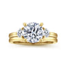 Adeline - 14K Yellow Gold Round Three Stone Diamond Engagement Ring - 0.35 ct