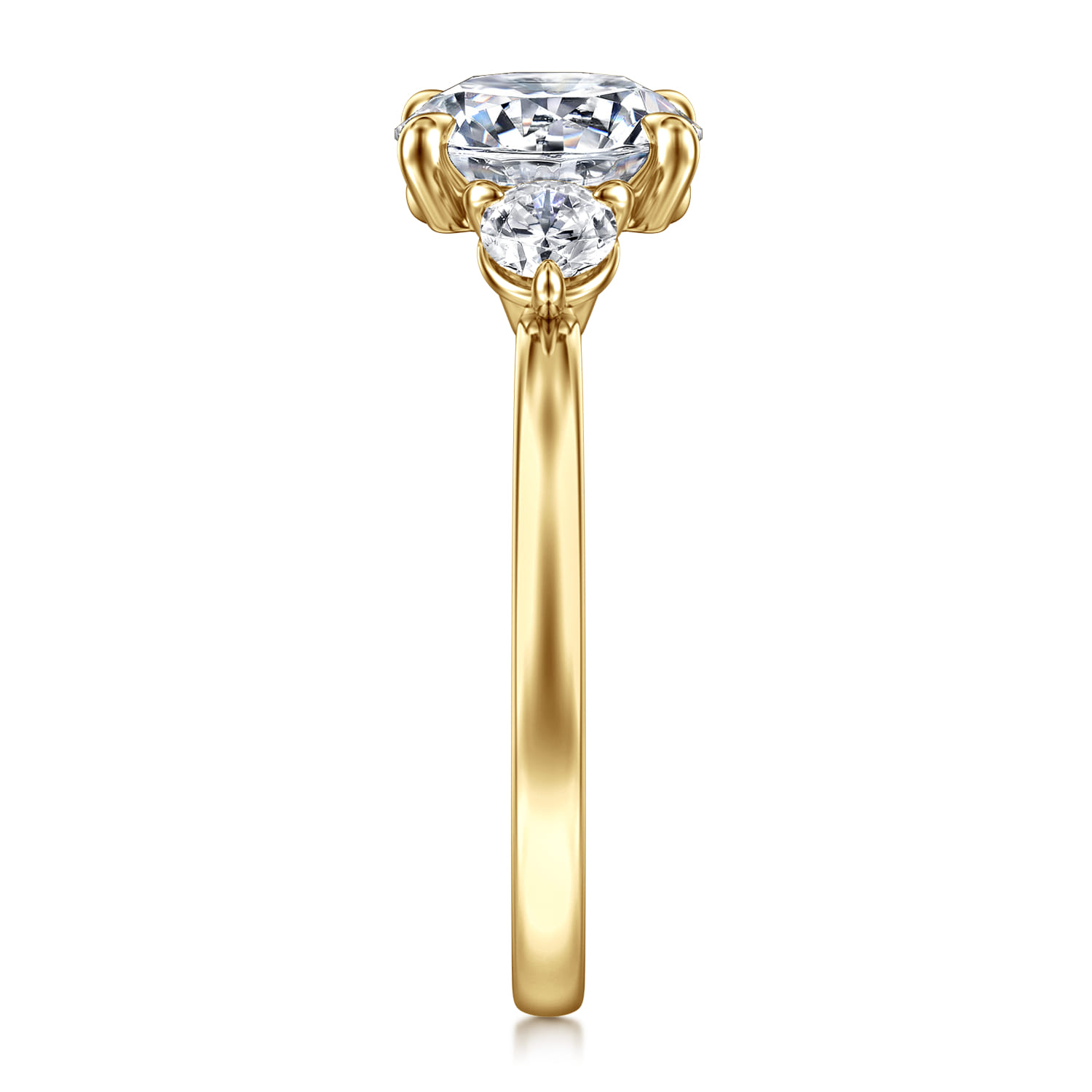 Adeline - 14K Yellow Gold Round Three Stone Diamond Engagement Ring - 0.35 ct - Shot 5