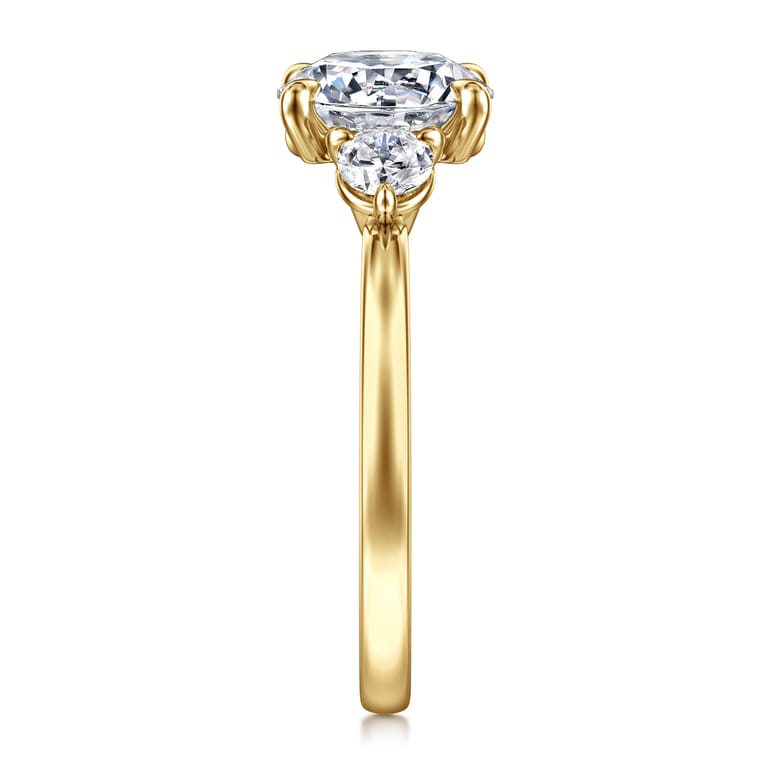 Adeline - 14K Yellow Gold Round Three Stone Diamond Engagement Ring - 0.35 ct - Shot 5