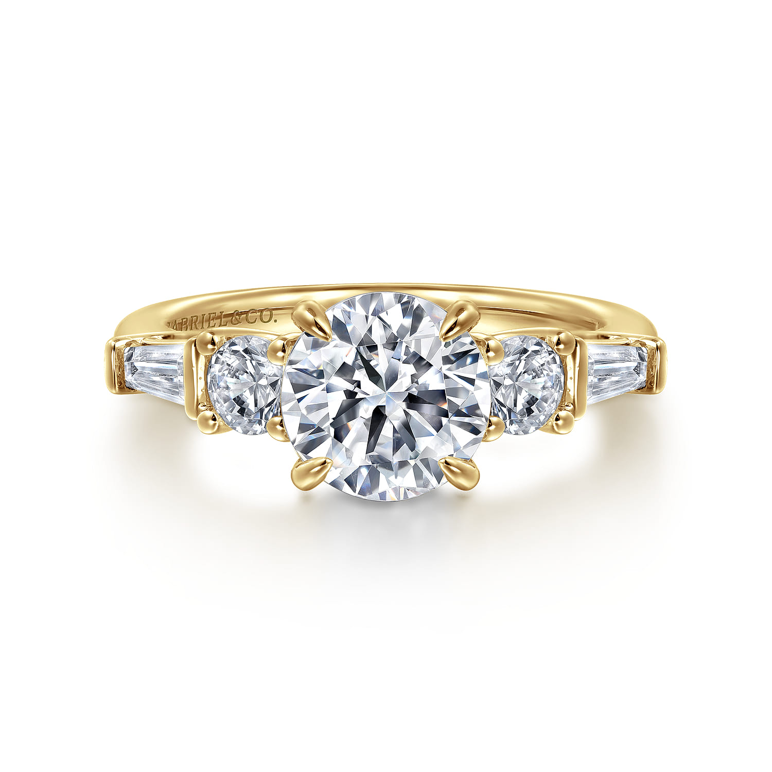 Darmie - 14K Yellow Gold Round Five Stone Diamond Engagement Ring - 0.6 ct - Shot 1