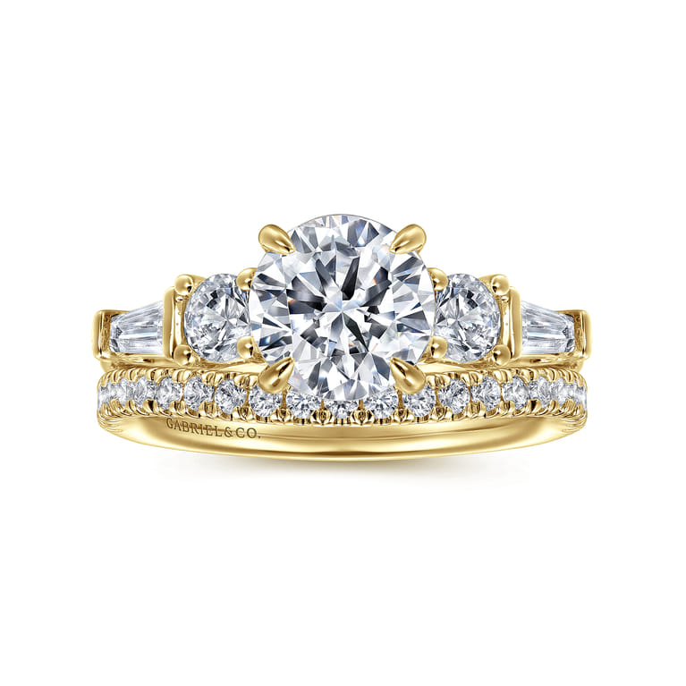 Darmie - 14K Yellow Gold Round Five Stone Diamond Engagement Ring - 0.6 ct - Shot 4