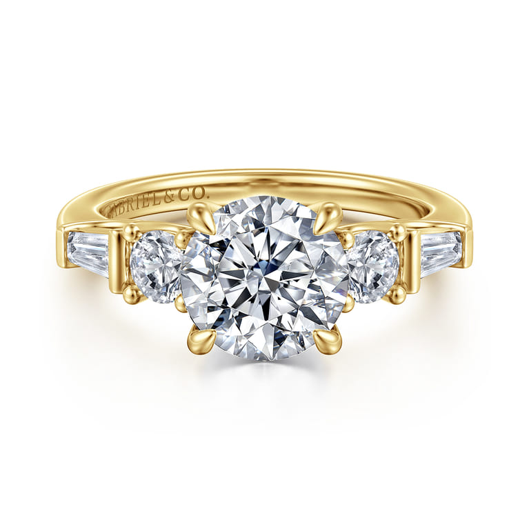 Darmie - 14K Yellow Gold Round Five Stone Diamond Engagement Ring - 0.6 ct - Shot 1