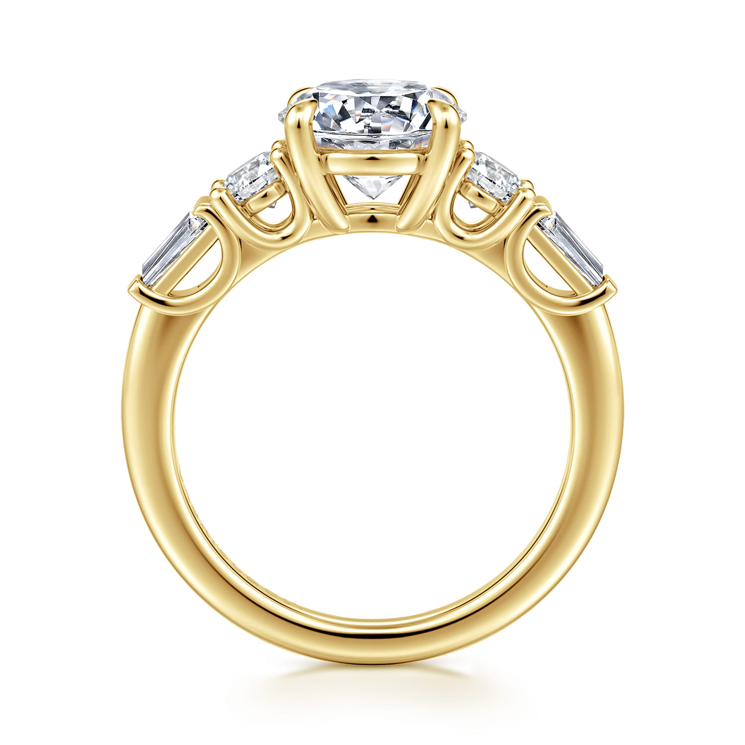 Darmie - 14K Yellow Gold Round Five Stone Diamond Engagement Ring - 0.6 ct - Shot 2