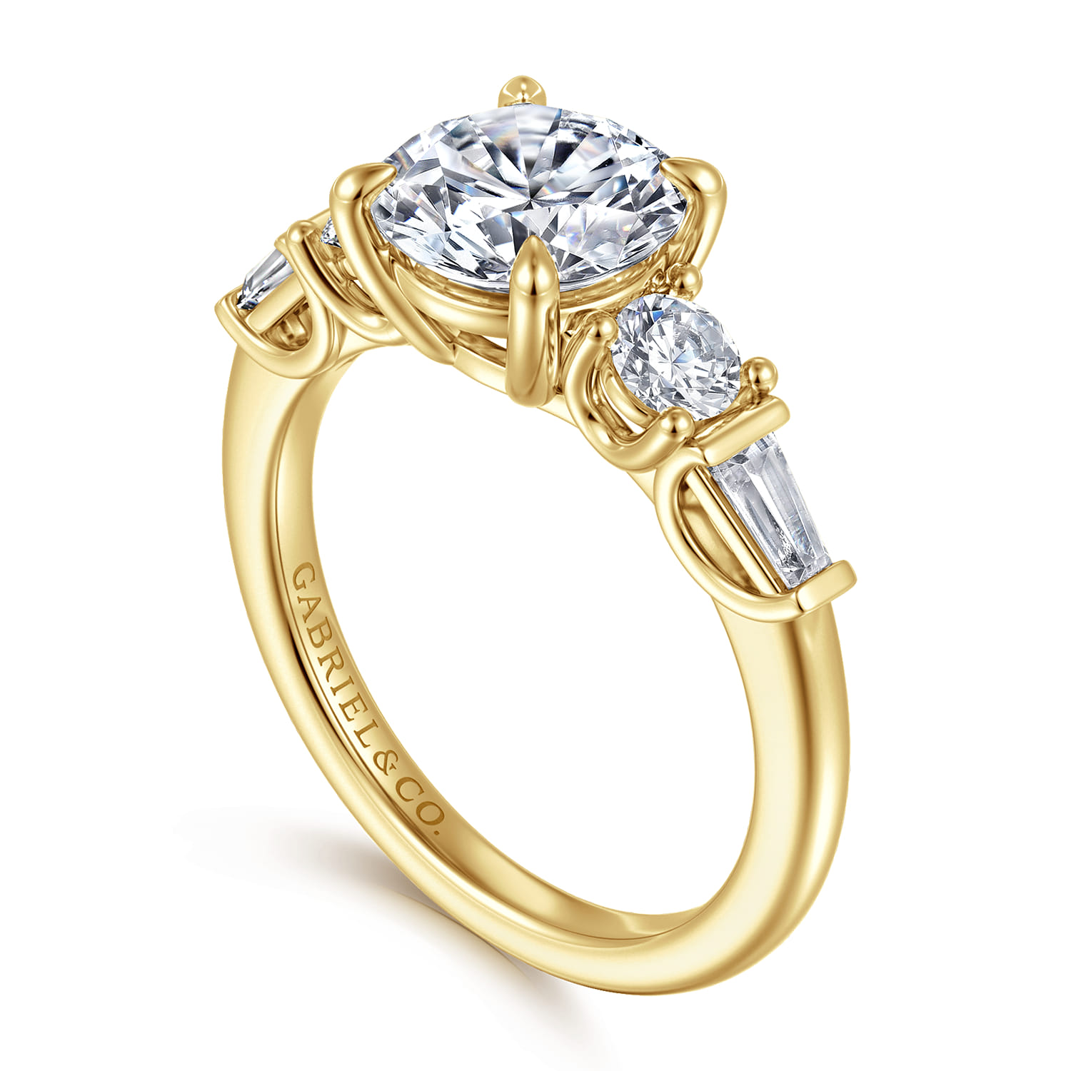 Darmie - 14K Yellow Gold Round Five Stone Diamond Engagement Ring - 0.6 ct - Shot 3