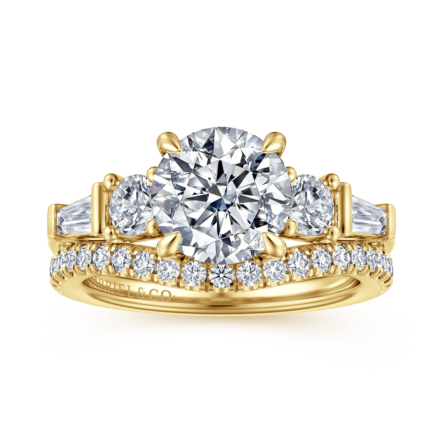 Darmie - 14K Yellow Gold Round Five Stone Diamond Engagement Ring - 0.6 ct - Shot 4