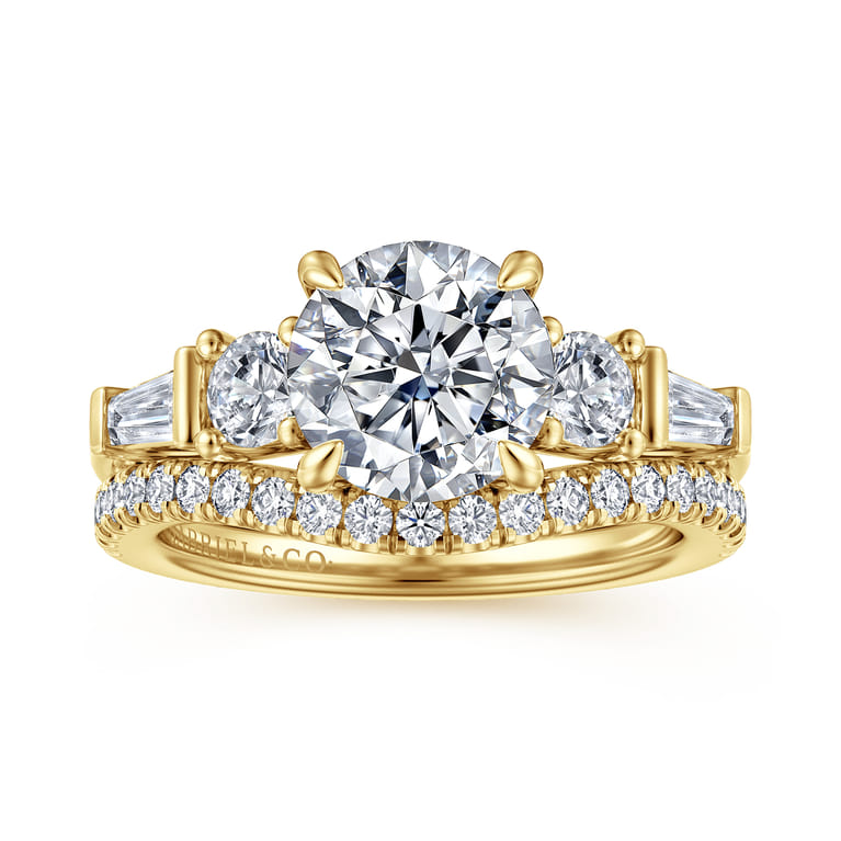 Darmie - 14K Yellow Gold Round Five Stone Diamond Engagement Ring - 0.6 ct - Shot 4