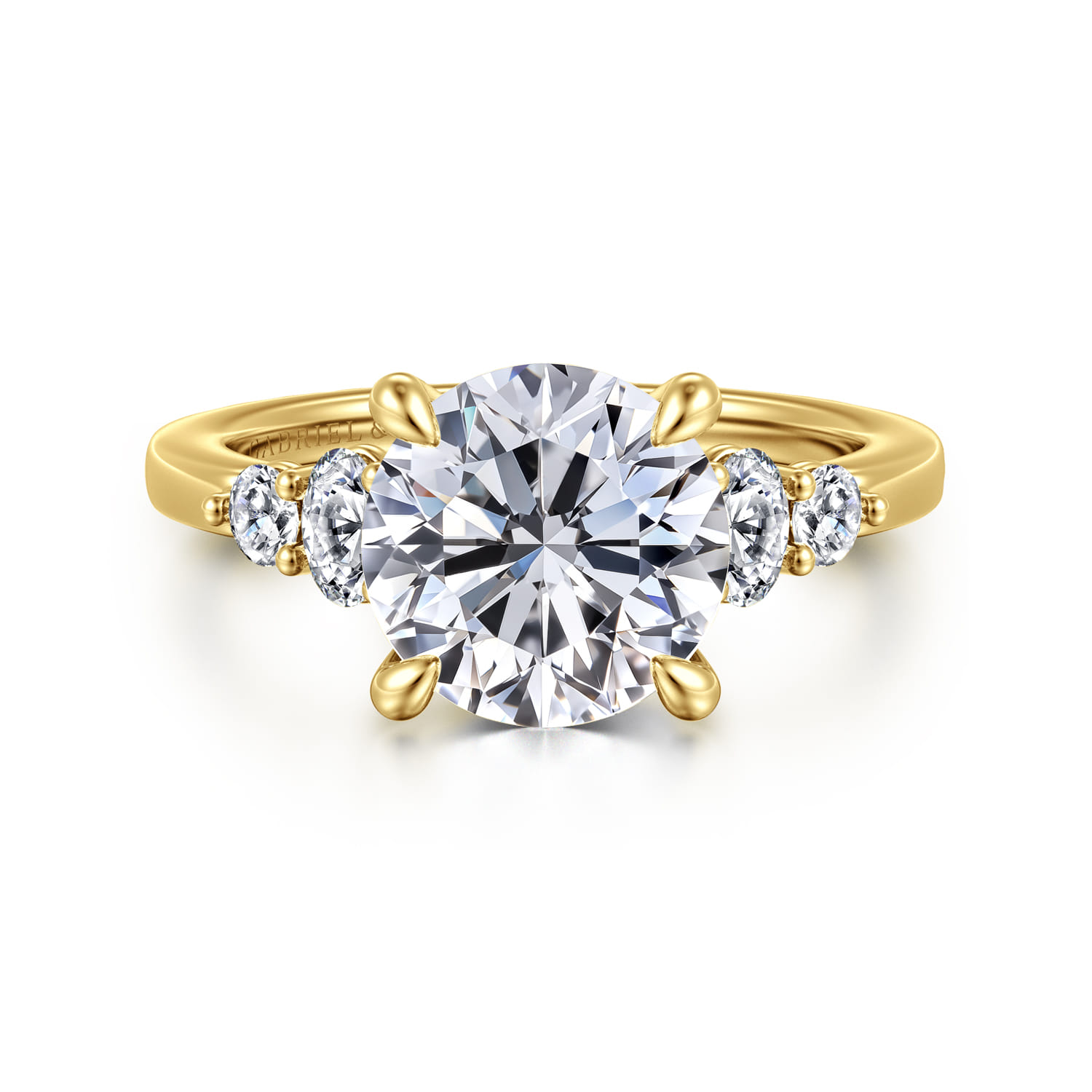 Wave - 14K Yellow Gold Round Diamond Engagement Ring - 0.45 ct - Shot 1