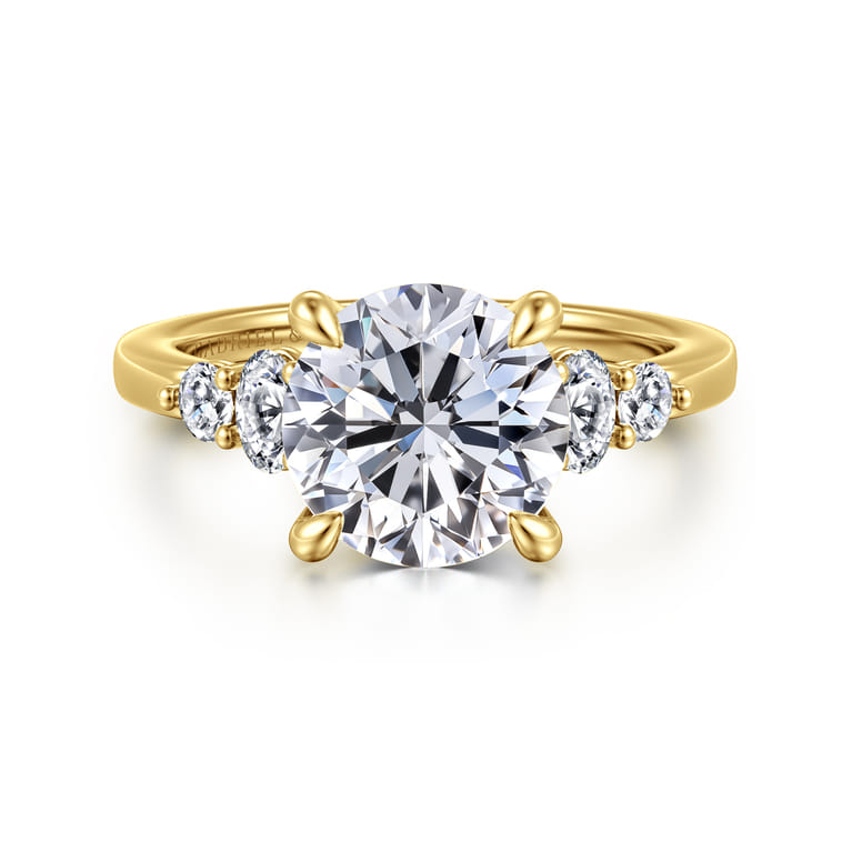 Wave - 14K Yellow Gold Round Diamond Engagement Ring - 0.45 ct - Shot 1