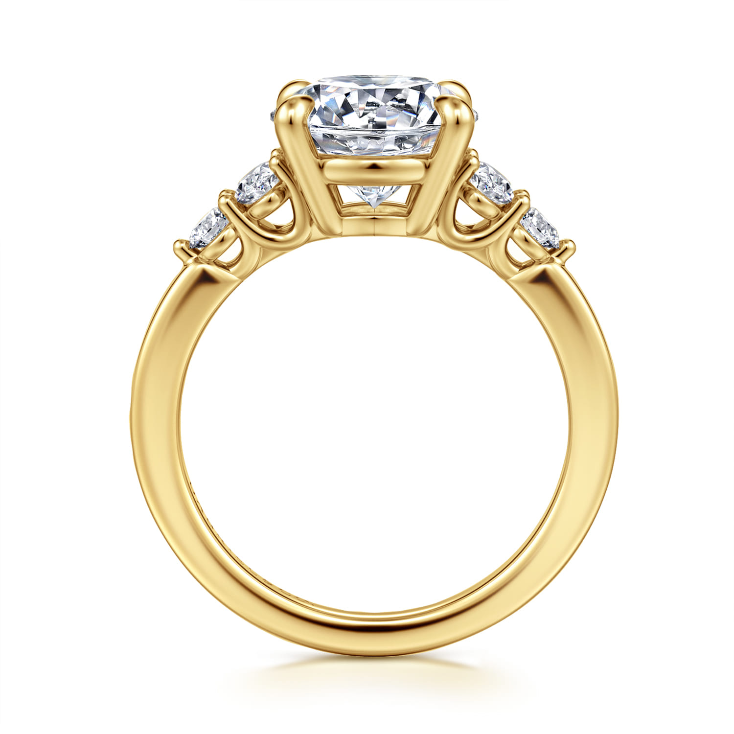 Wave - 14K Yellow Gold Round Diamond Engagement Ring - 0.45 ct - Shot 2
