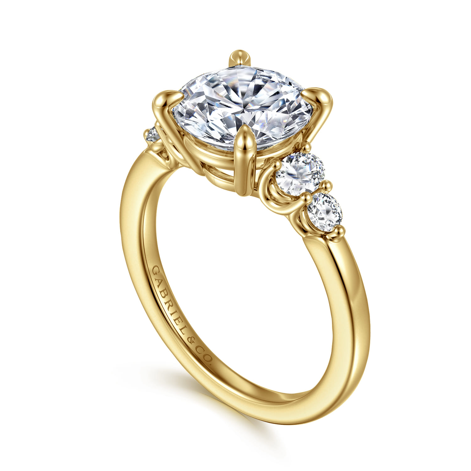Wave - 14K Yellow Gold Round Diamond Engagement Ring - 0.45 ct - Shot 3