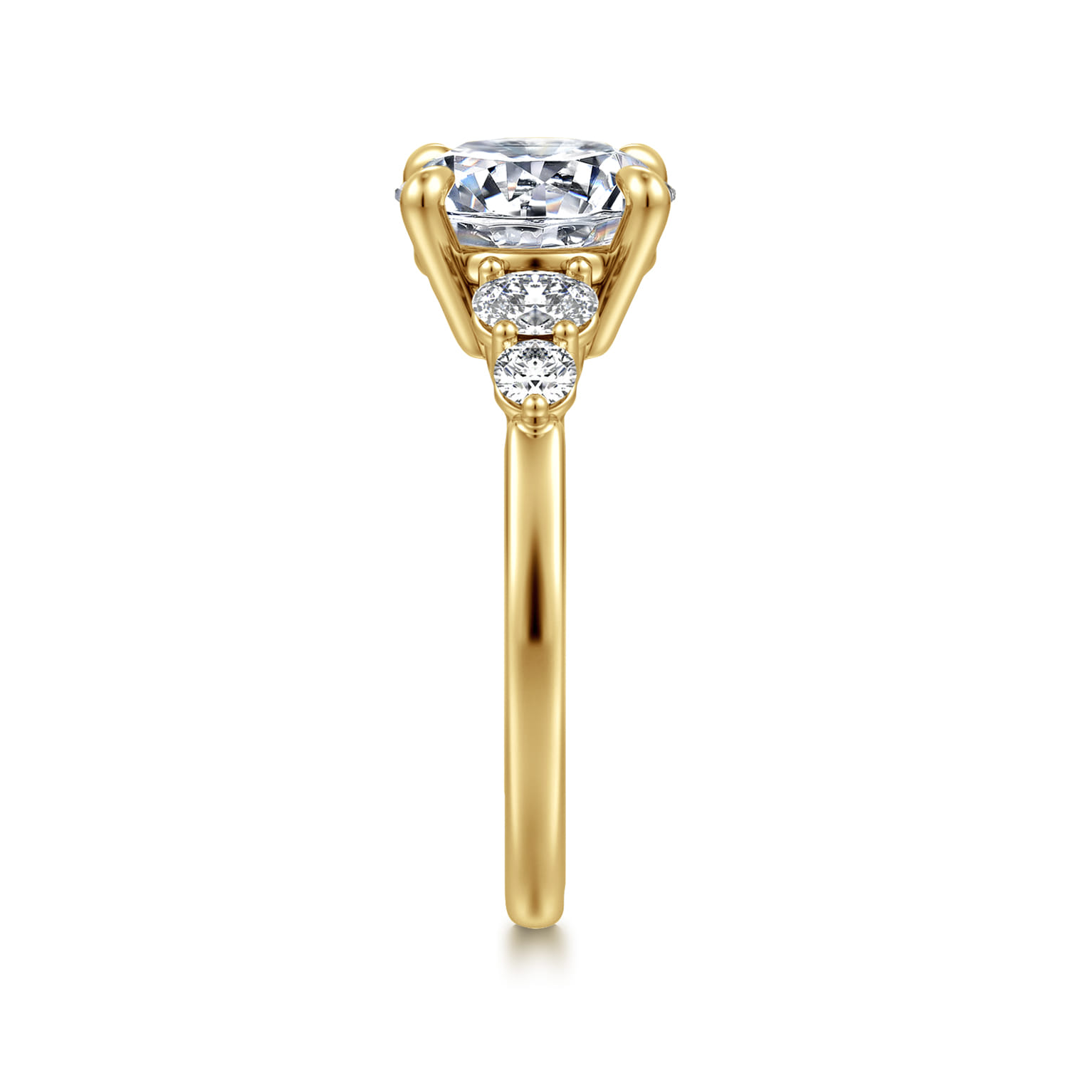Wave - 14K Yellow Gold Round Diamond Engagement Ring - 0.45 ct - Shot 5