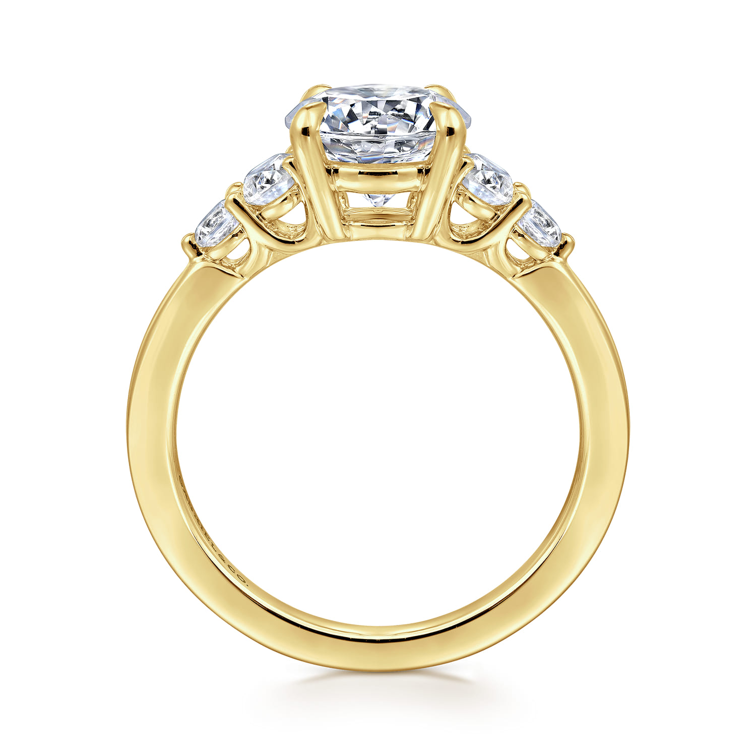 Wave - 14K Yellow Gold Round Diamond Engagement Ring - 0.4 ct - Shot 2