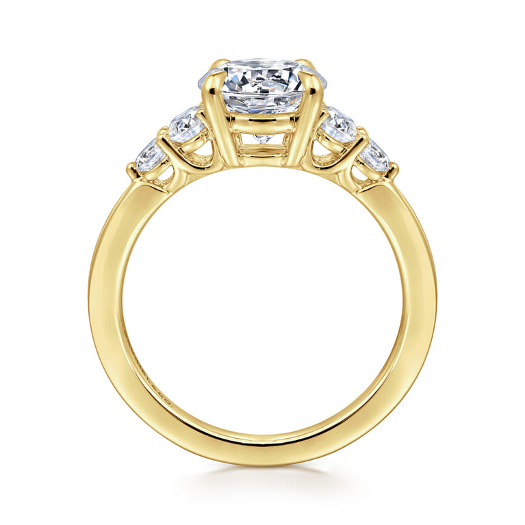 Wave - 14K Yellow Gold Round Diamond Engagement Ring - 0.4 ct - Shot 2