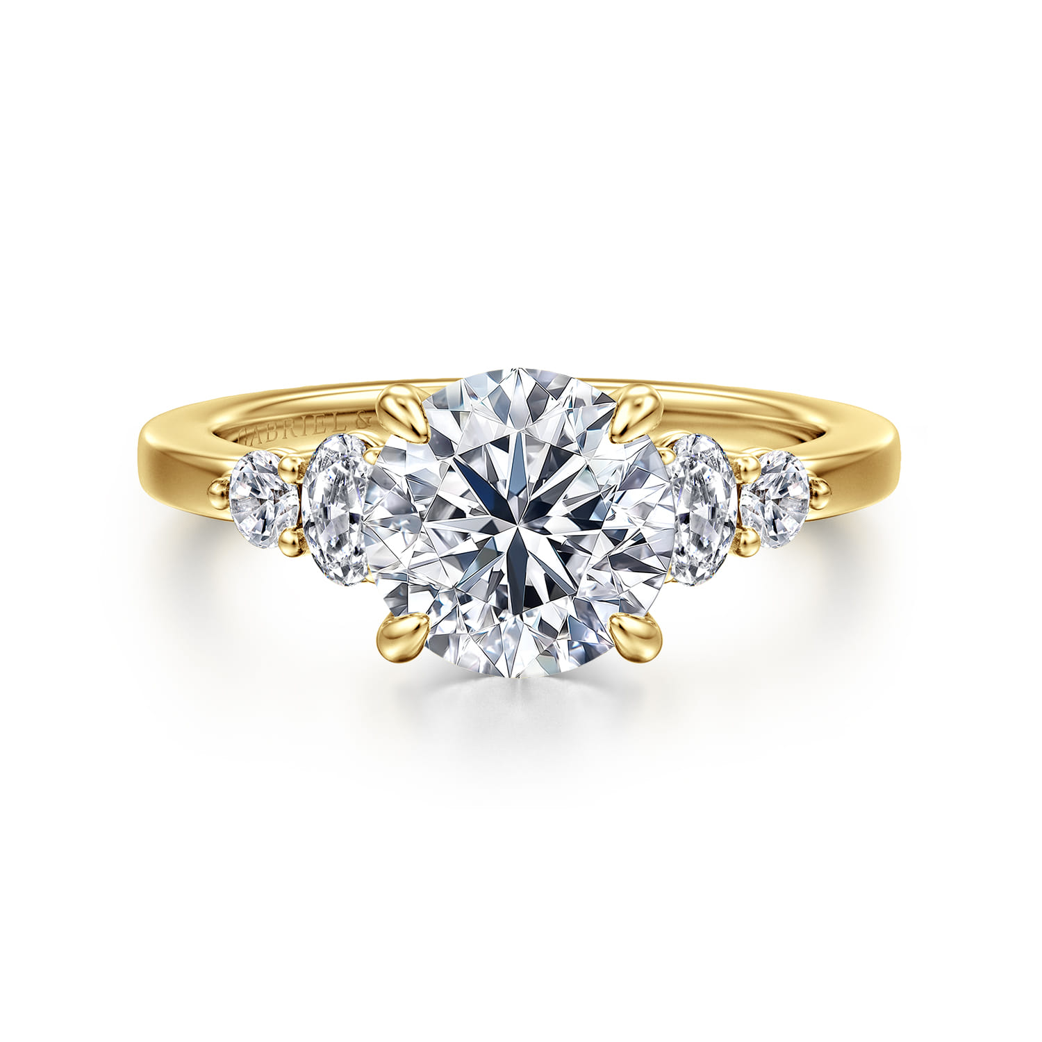 Wave - 14K Yellow Gold Round Diamond Engagement Ring - 0.42 ct - Shot 1