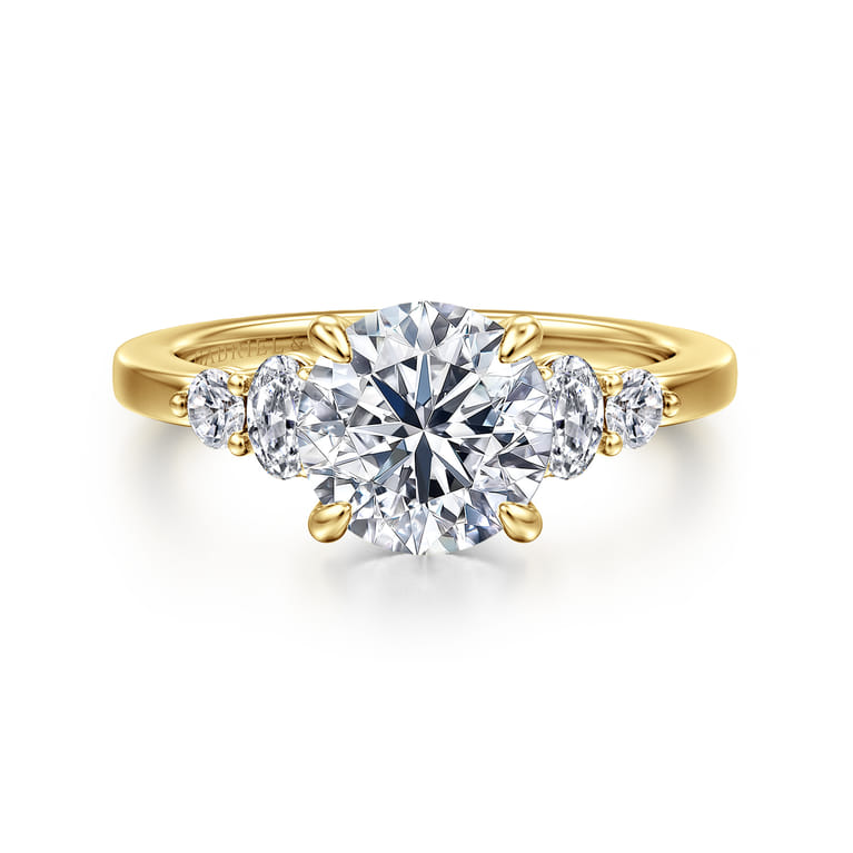 Wave - 14K Yellow Gold Round Diamond Engagement Ring - 0.42 ct - Shot 1