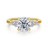 Wave - 14K Yellow Gold Round Diamond Engagement Ring - 0.42 ct