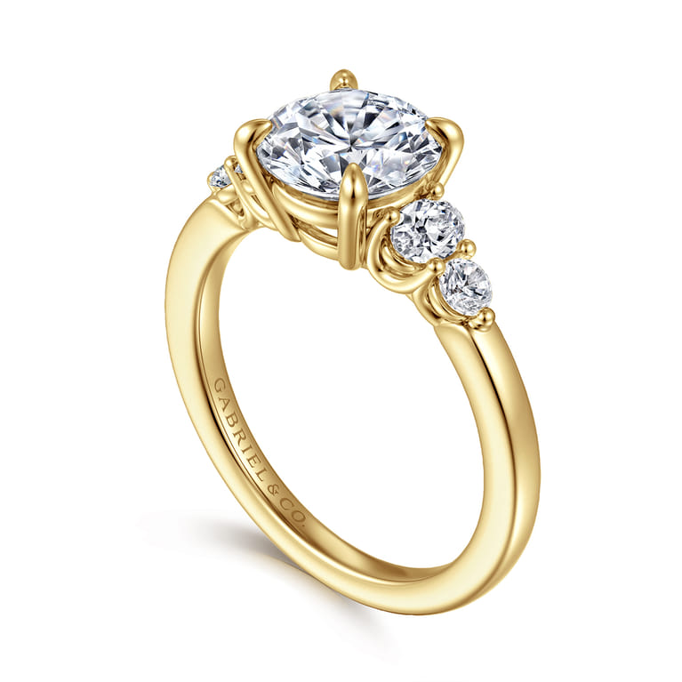 Wave - 14K Yellow Gold Round Diamond Engagement Ring - 0.42 ct - Shot 3