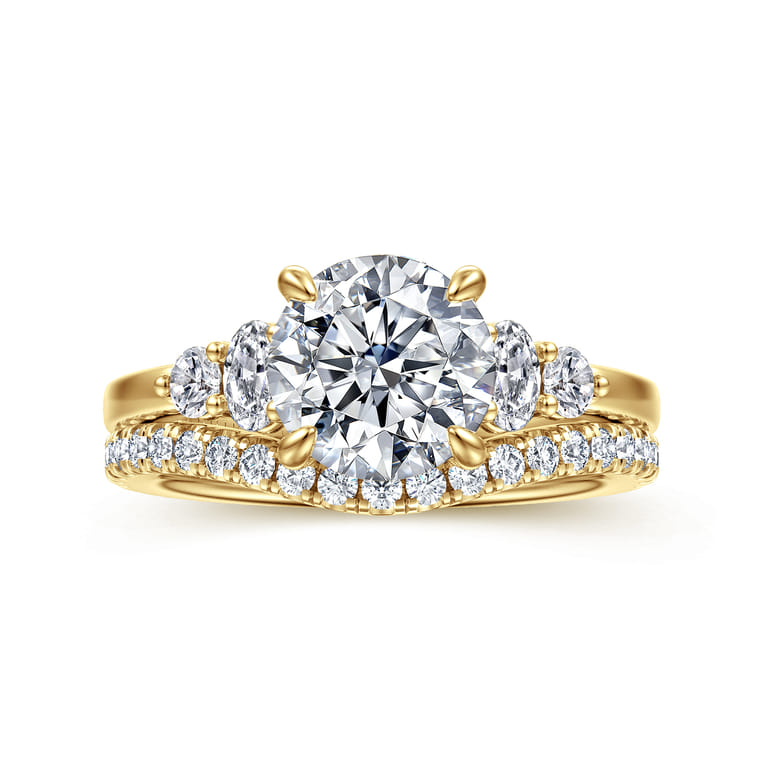Wave - 14K Yellow Gold Round Diamond Engagement Ring - 0.42 ct - Shot 4