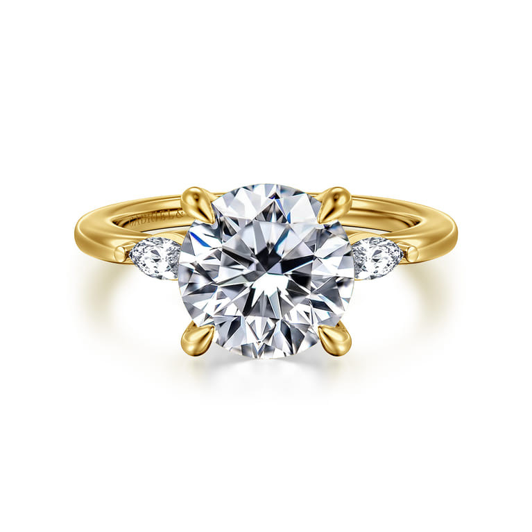 Dela - 14K Yellow Gold Round Three Stone Diamond Engagement Ring - 0.17 ct - Shot 1