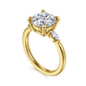 Dela - 14K Yellow Gold Round Three Stone Diamond Engagement Ring - 0.17 ct