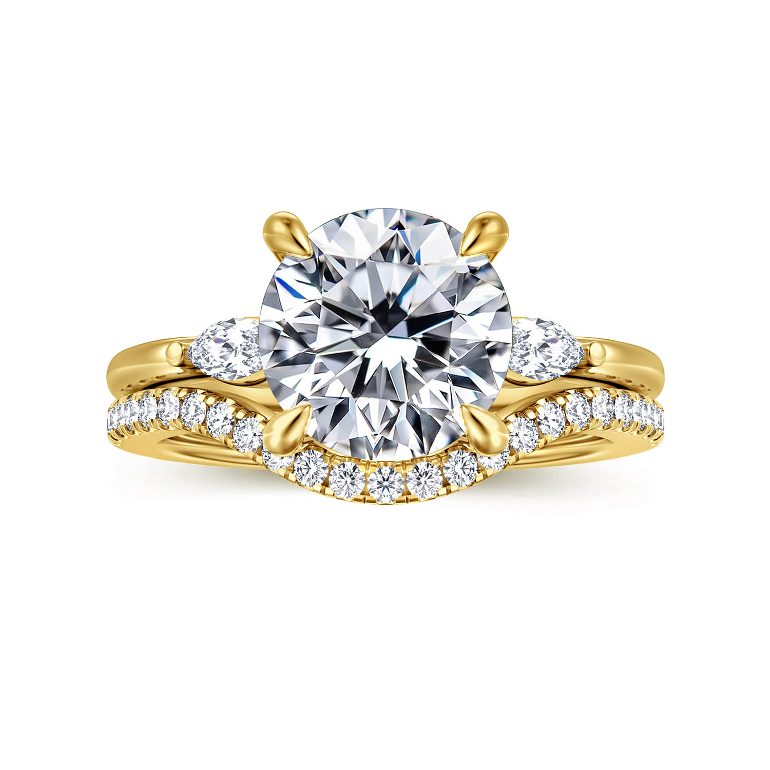 Dela - 14K Yellow Gold Round Three Stone Diamond Engagement Ring - 0.17 ct - Shot 4