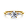 Dela - 14K Yellow Gold Floral Round Diamond Engagement Ring - 0.17 ct