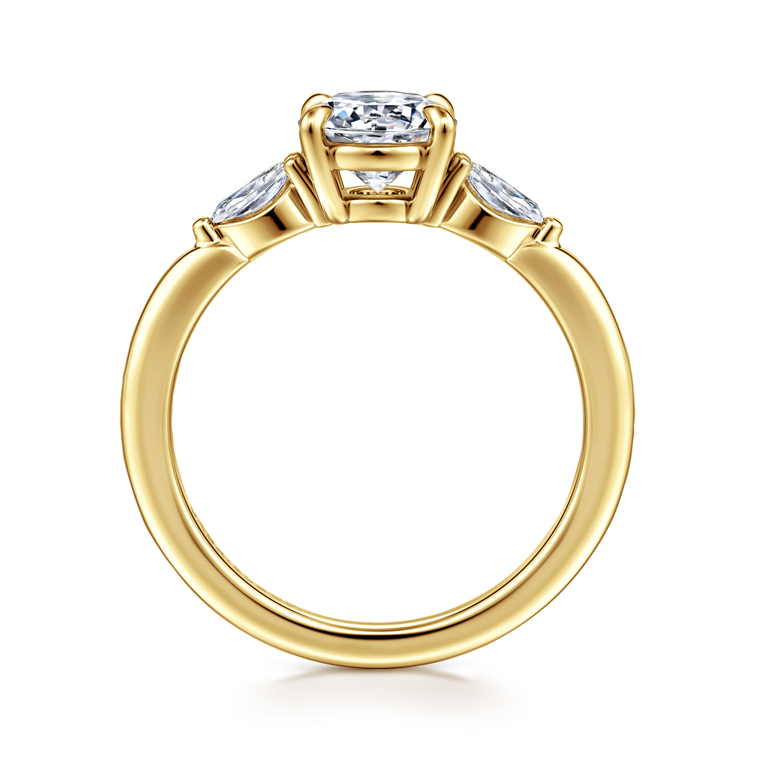 Dela - 14K Yellow Gold Floral Round Diamond Engagement Ring - 0.17 ct - Shot 2