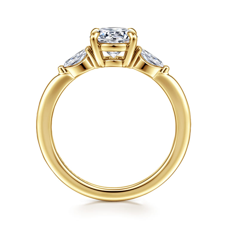 Dela - 14K Yellow Gold Floral Round Diamond Engagement Ring - 0.17 ct - Shot 2