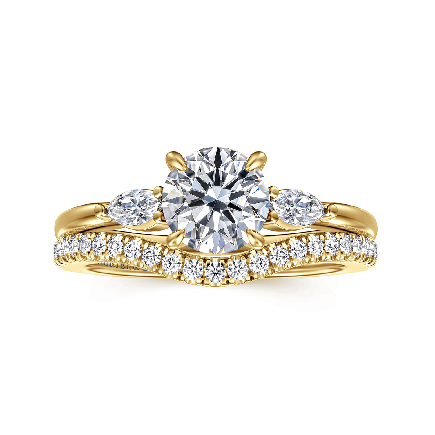 Dela - 14K Yellow Gold Floral Round Diamond Engagement Ring - 0.17 ct - Shot 4