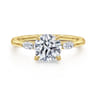 Dela - 14K Yellow Gold Round Three Stone Diamond Engagement Ring - 0.17 ct