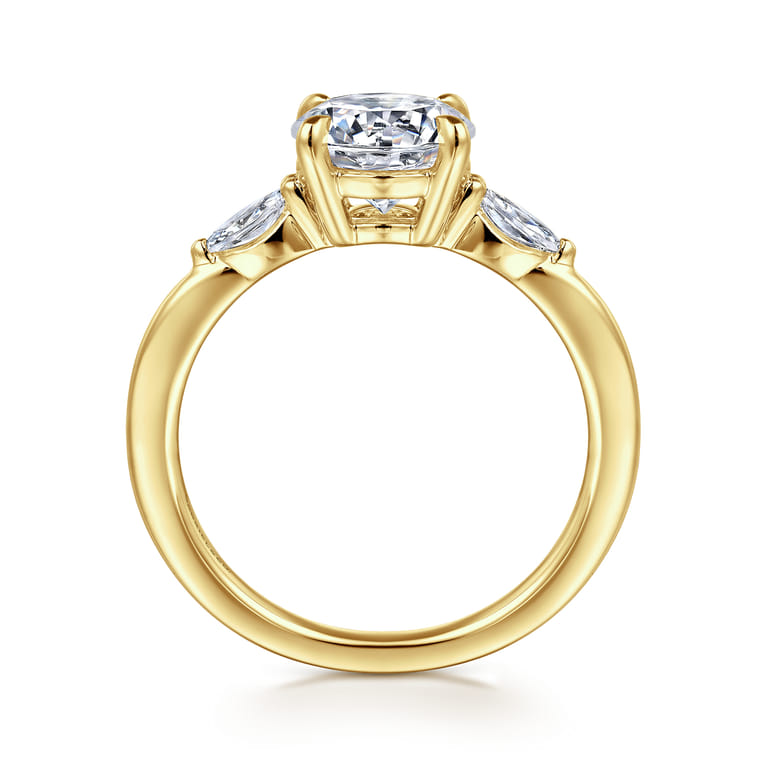 Dela - 14K Yellow Gold Round Three Stone Diamond Engagement Ring - 0.17 ct - Shot 2