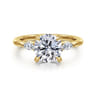 Dela - 14K Yellow Gold Round Three Stone Diamond Engagement Ring - 0.17 ct