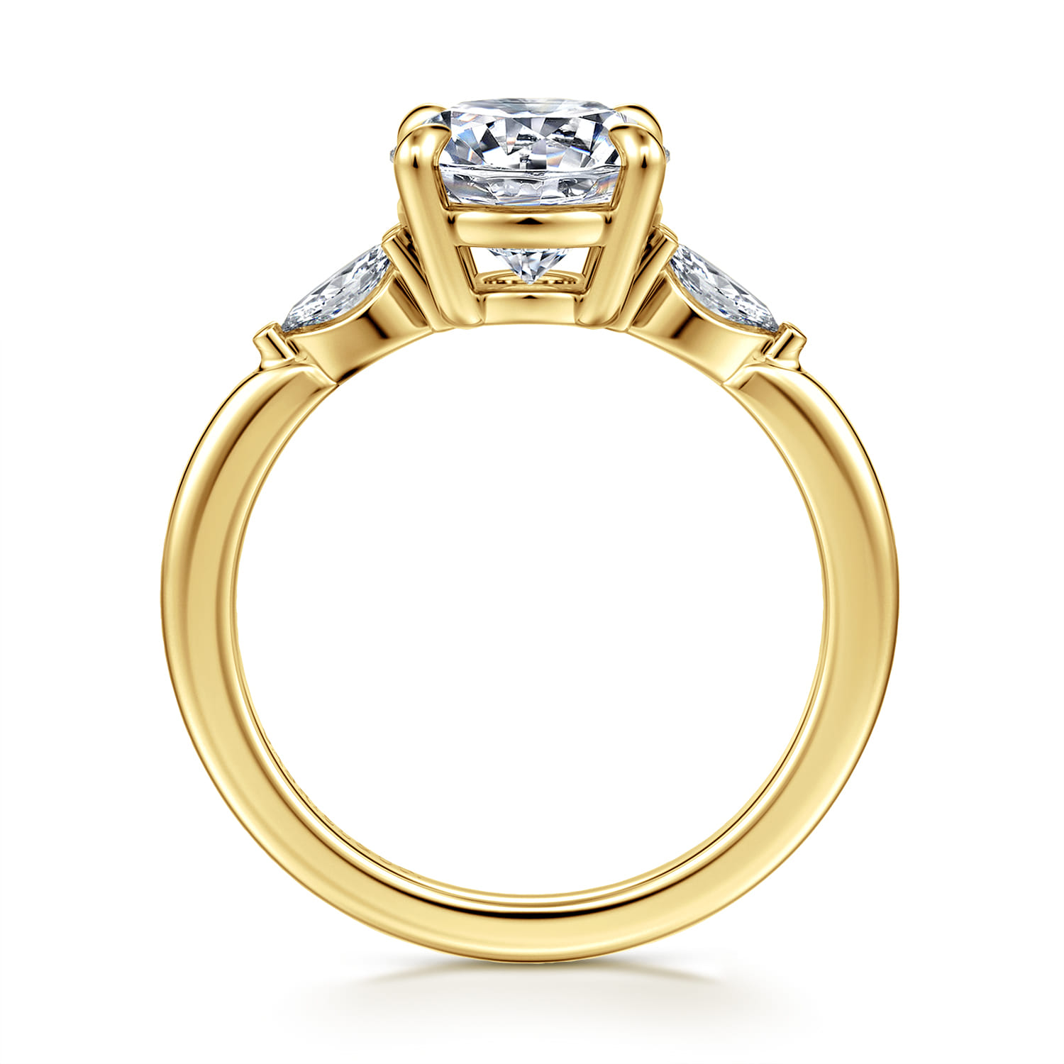 Dela - 14K Yellow Gold Round Three Stone Diamond Engagement Ring - 0.17 ct - Shot 2
