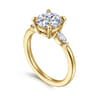 Dela - 14K Yellow Gold Round Three Stone Diamond Engagement Ring - 0.17 ct