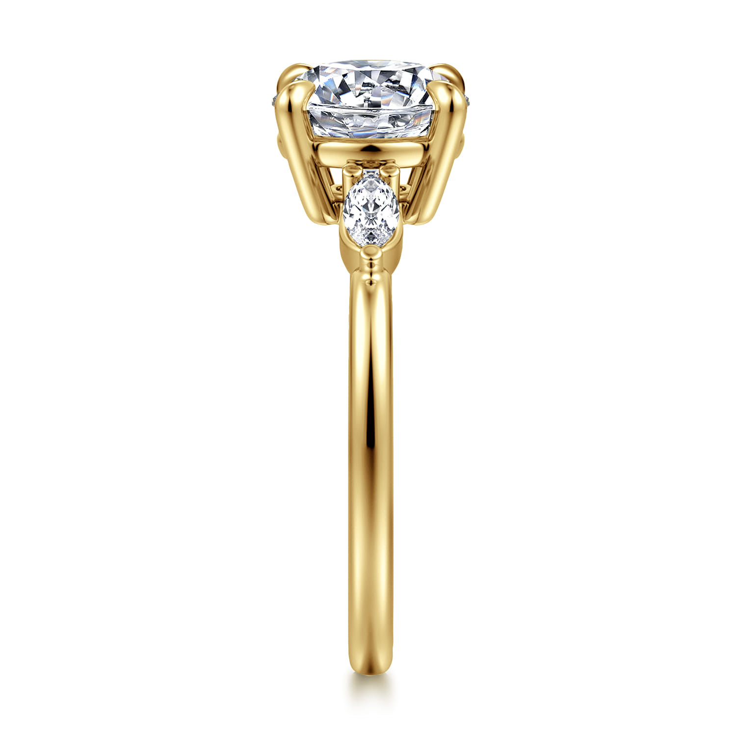 Dela - 14K Yellow Gold Round Three Stone Diamond Engagement Ring - 0.17 ct - Shot 4