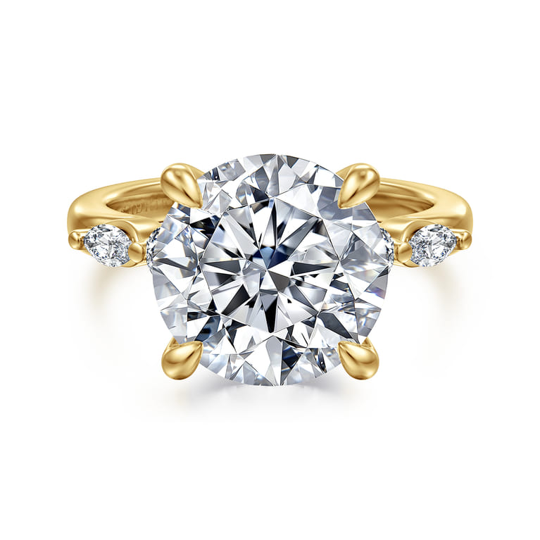 Cian - 14K Yellow Gold Round Five Stone Diamond Engagement Ring - 0.34 ct - Shot 1
