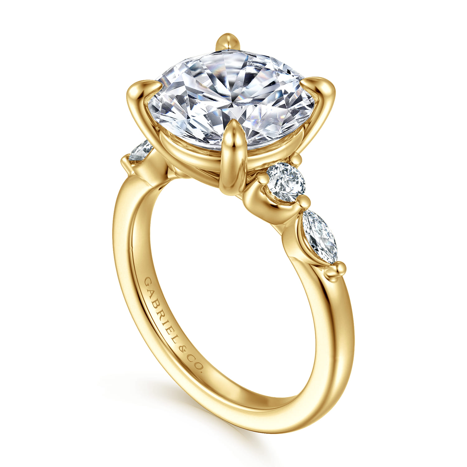 Cian - 14K Yellow Gold Round Five Stone Diamond Engagement Ring - 0.34 ct - Shot 3