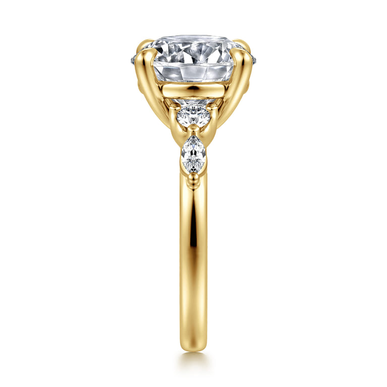 Cian - 14K Yellow Gold Round Five Stone Diamond Engagement Ring - 0.34 ct - Shot 4