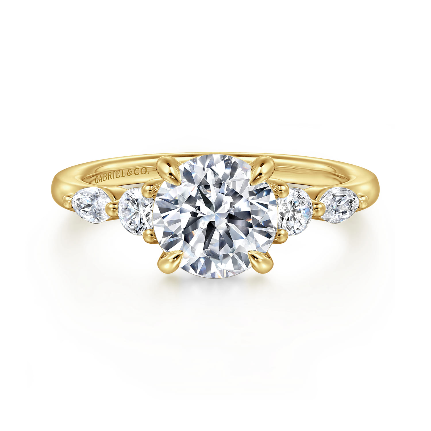 Cian - 14K Yellow Gold Round Five Stone Diamond Engagement Ring - 0.34 ct - Shot 1