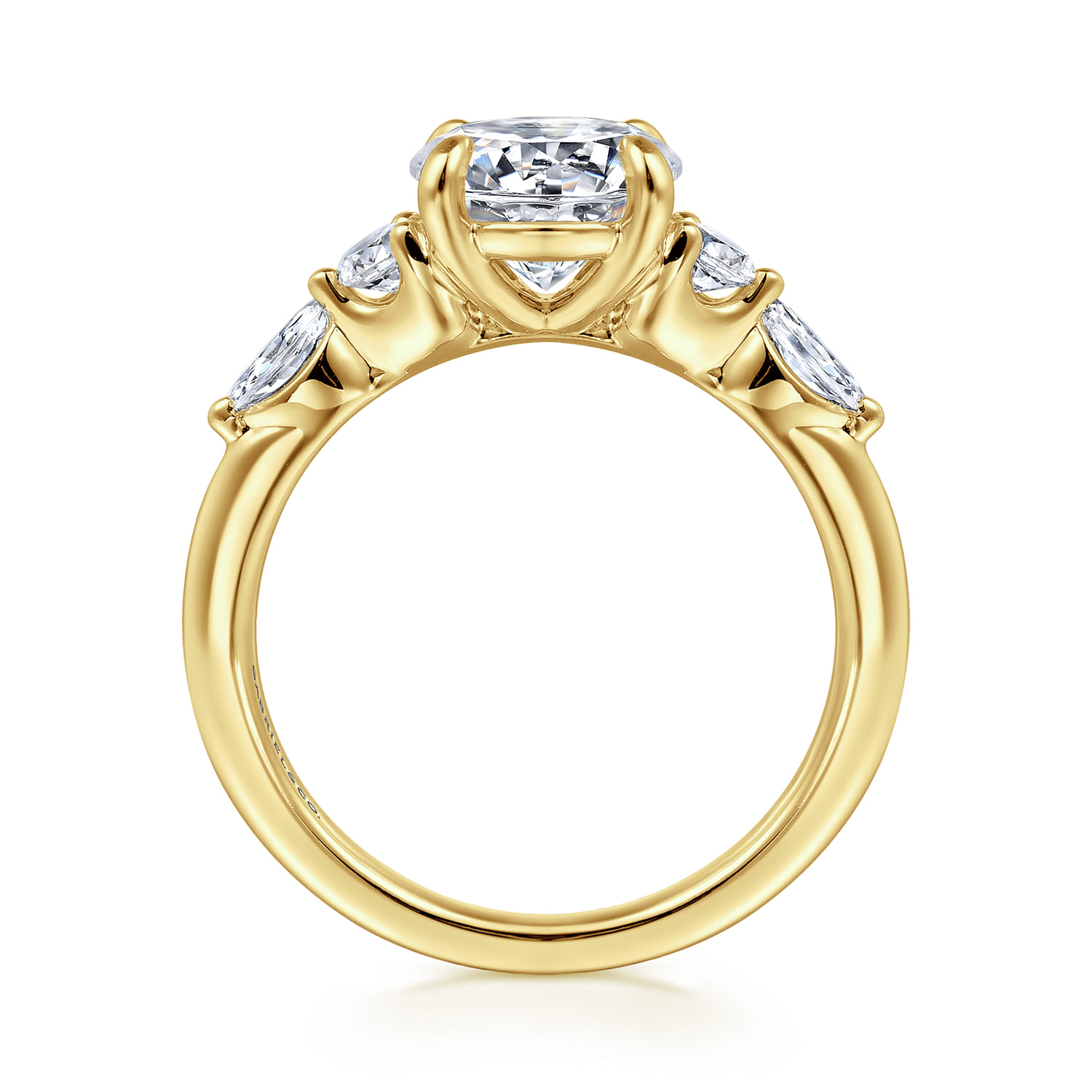 Cian - 14K Yellow Gold Round Five Stone Diamond Engagement Ring - 0.34 ct - Shot 2