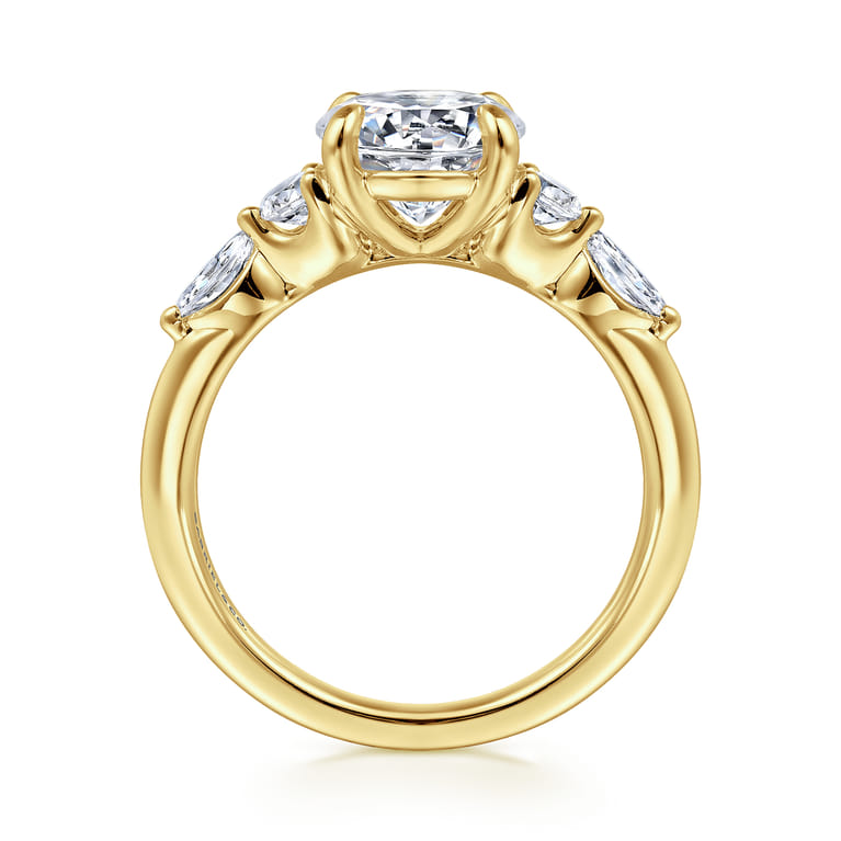 Cian - 14K Yellow Gold Round Five Stone Diamond Engagement Ring - 0.34 ct - Shot 2