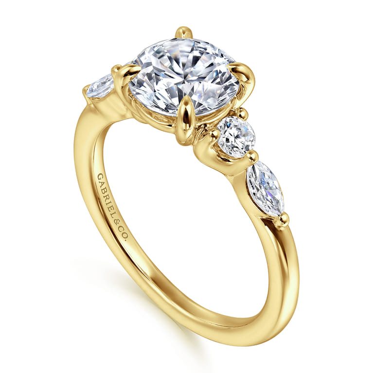 Cian - 14K Yellow Gold Round Five Stone Diamond Engagement Ring - 0.34 ct - Shot 3